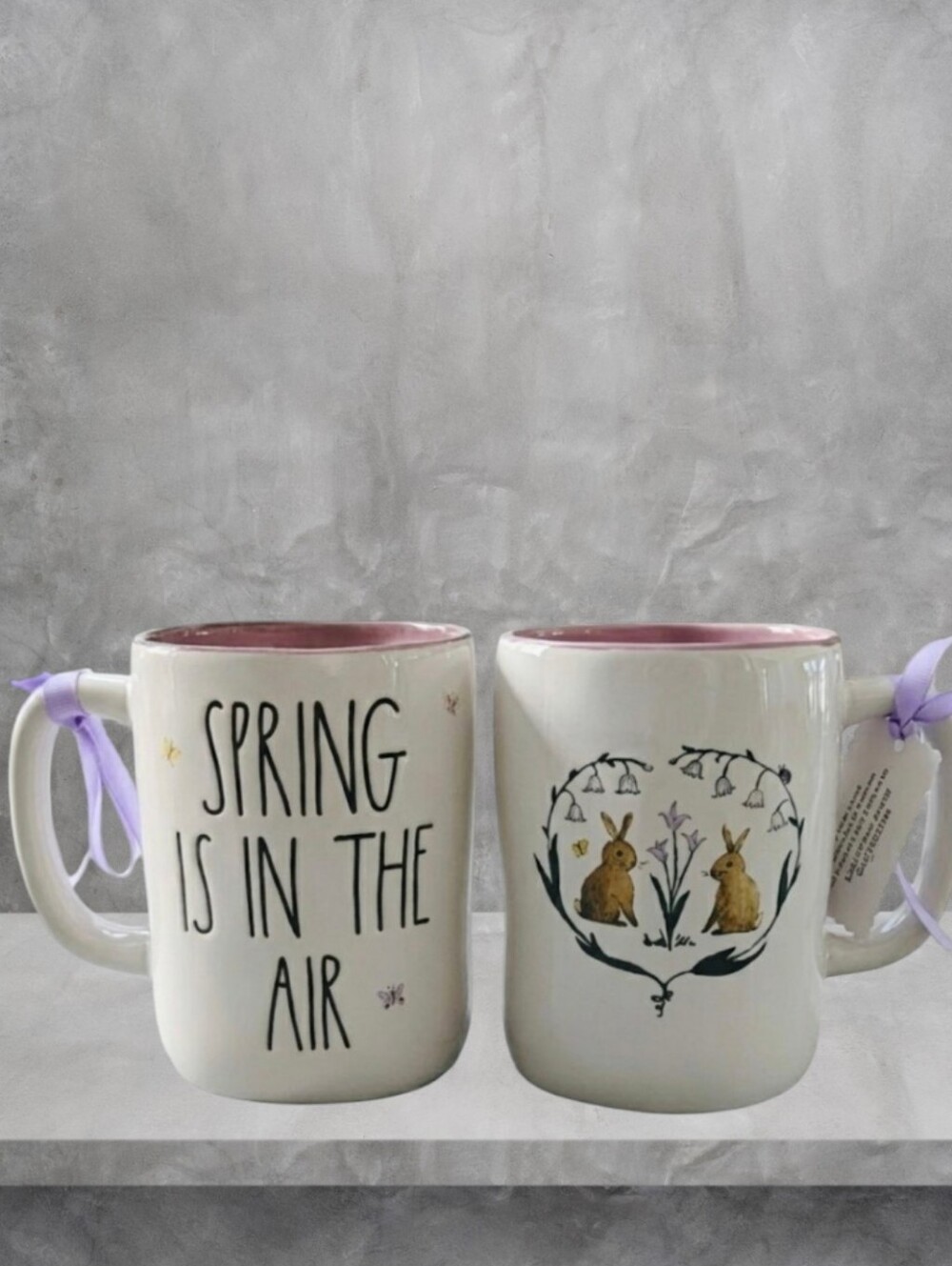NEW Rae Dunn SPRING IS IN THE AIR Double Sided Mug with Butterflies
